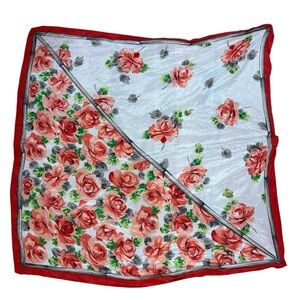 Oscar de la Renta Floral Rose silk Scarf headscarf neck scarf  twilly